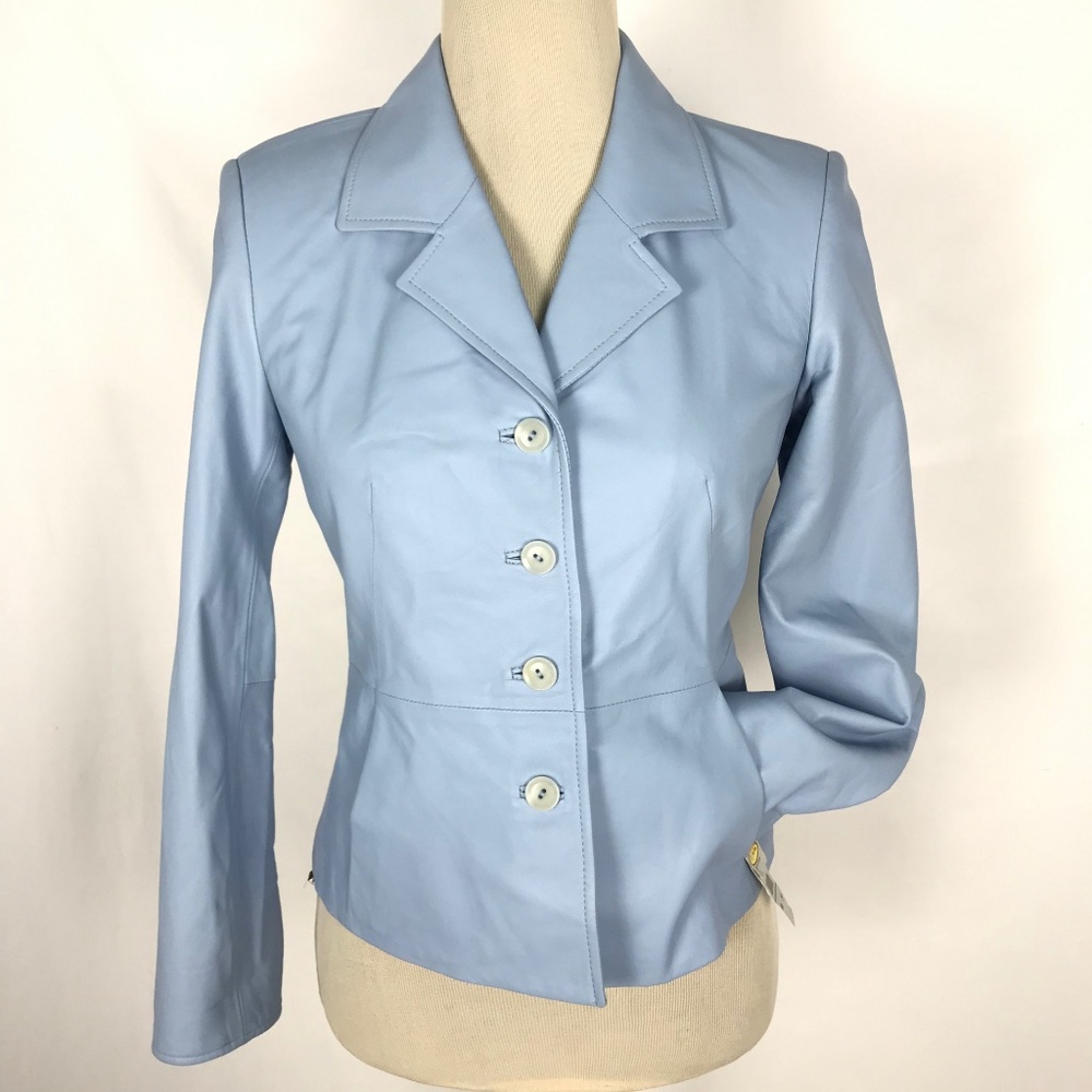Talbots Blue Leather Blazer Size 2P
